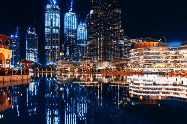 istock Night view of Downtown buildings 1339358254