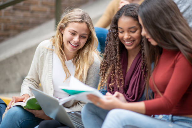 istock Diverse group of university students studying outside of campus 1339358410