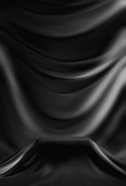 istock Black Satin Silky Cloth for podium background, 1339368811