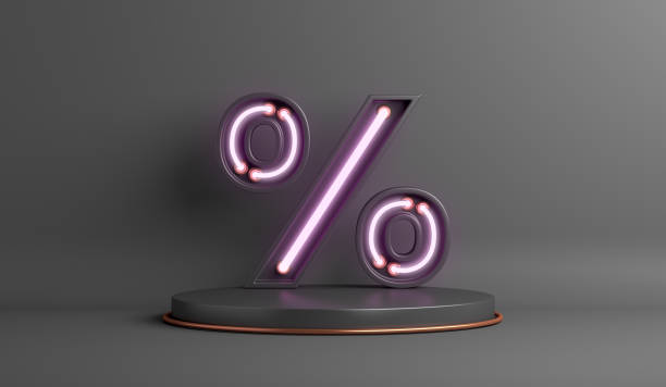 istock Black Friday sale background with neon light percent symbol, display podium, copy space text, 3D rendering illustration 1339375274