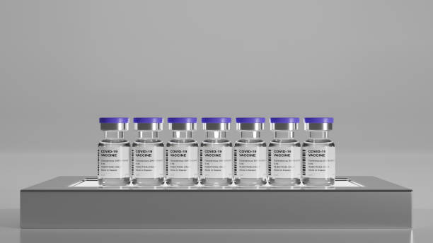 istock COVID19 vaccines, antivirus, coronavirus ampoules stand on podium, 3d rendering 1339385973