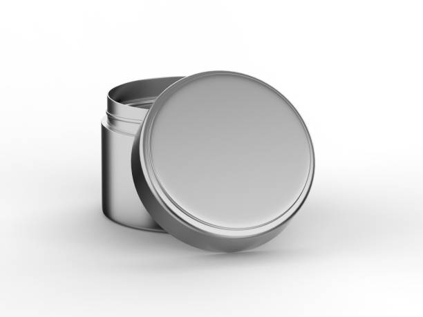 istock Metallic cosmetic cream jar mockup template on isolated white background, 3d illustration 1339391794