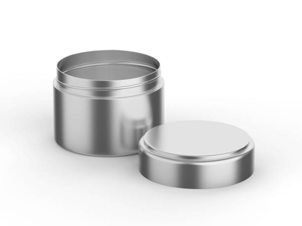 istock Metallic cosmetic cream jar mockup template on isolated white background, 3d illustration 1339391796
