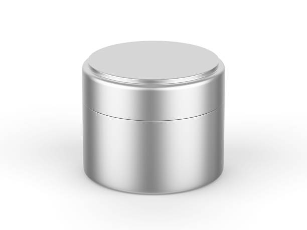 istock Metallic cosmetic cream jar mockup template on isolated white background, 3d illustration 1339392618