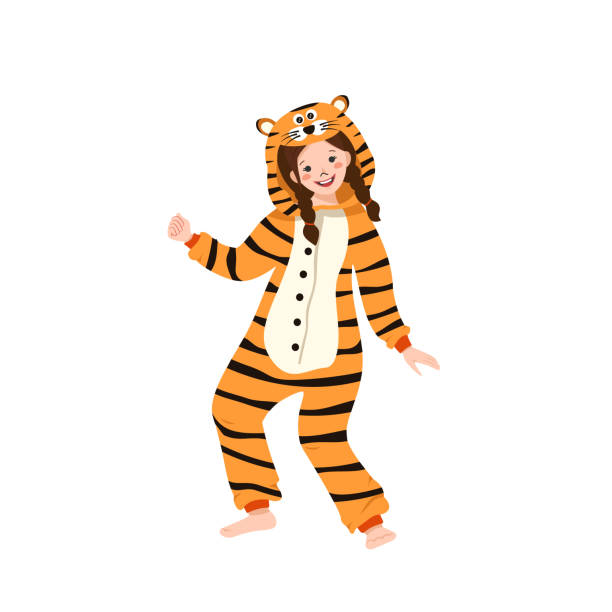 istock A girl in a carnival costume of a tiger 1339394591