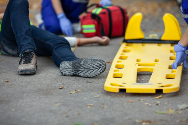 istock Stretcher preparing for support people accident on the road. 1339395711