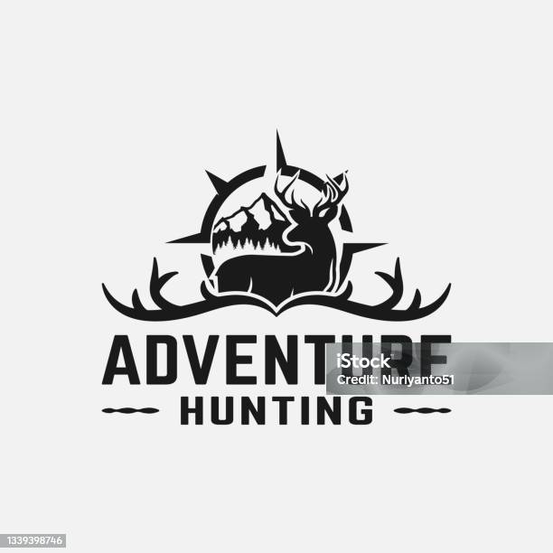 Compus With Deer Deer Antler Compass Mountain For Adventure Outdoor Hiking Design ...
