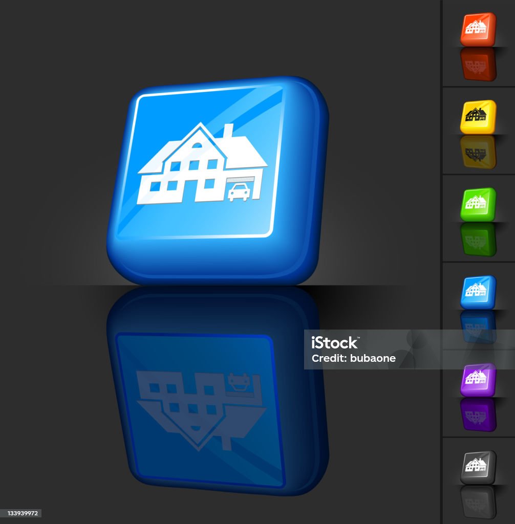 Casa grande botão azul 3D design - Royalty-free Amarelo arte vetorial