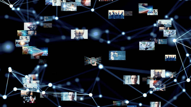istock Digital contents concept. Social networking service. Streaming video. communication network. 1339399891