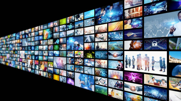istock Digital contents concept. Social networking service. Streaming video. communication network. 1339399906