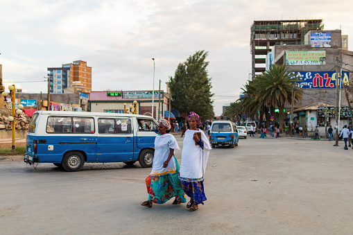 Mekele, Ethiopia - April 29th. 2019, Ordinary Ethiopians on the street of Mekelle, the capital city of Tigray National Regional state.. April 29th. 2019, Mekelle, Etiopia