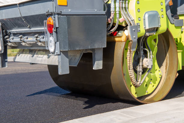 istock Tandem roller in use. A tandem roller is often used as the last construction vehicle for asphalt work 1339402656
