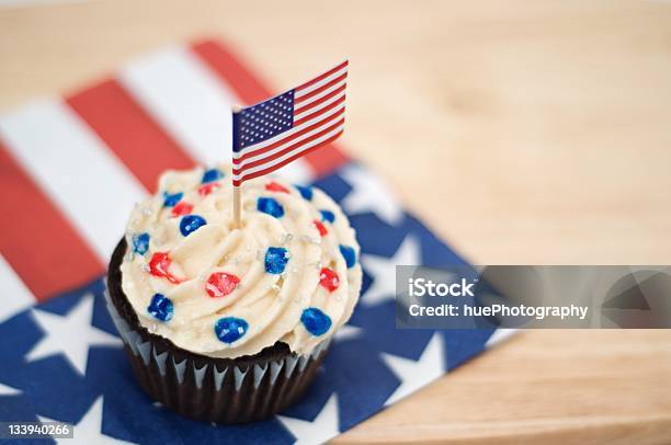 American Cupcake Stock Photo - Download Image Now - Fourth of July, Snack, American Culture