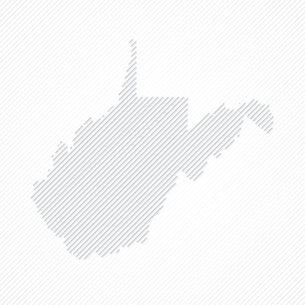 West Virginia map designed with lines on white background Map of West Virginia created with thin black lines diagonally and a slight shadow, isolated on a blank background. Vector Illustration (EPS10, well layered and grouped). Easy to edit, manipulate, resize or colorize. Vector and Jpeg file of different sizes. west virginia us state stock illustrations