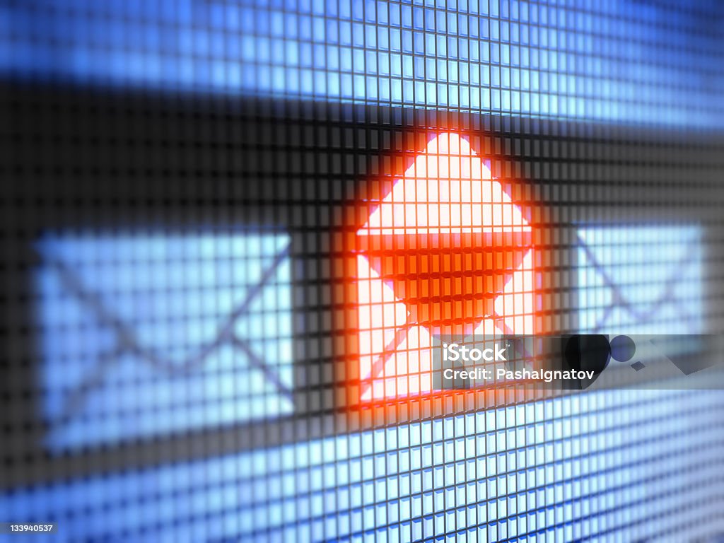 Illuminated you have mail icon mail on screen.  E-Mail Stock Photo