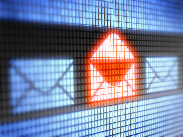 Illuminated you have mail icon mail on screen.  e mail spam stock pictures, royalty-free photos & images