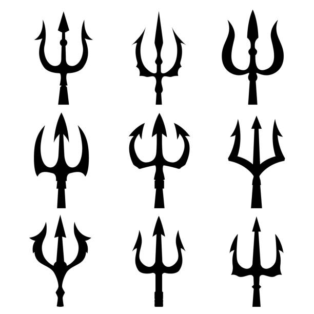 istock Set of the trident illustrations. Design element for label, sign, emblem, poster. Vector illustration 1339412630