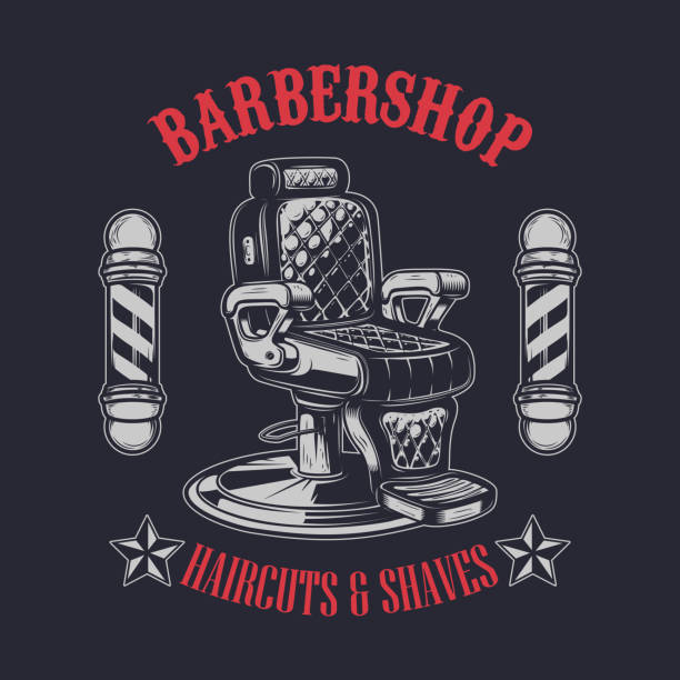 Barber shop poster template. Barber shop chair. Vector illustration Barber shop poster template. Barber shop chair. Vector illustration stubble stock illustrations