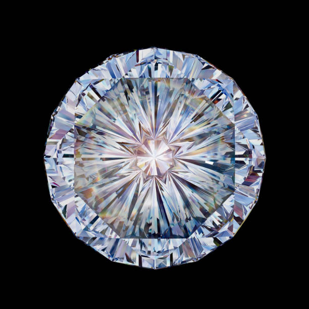 istock Multicolored transparent crystal on dark background. 3D illustration 1339414118