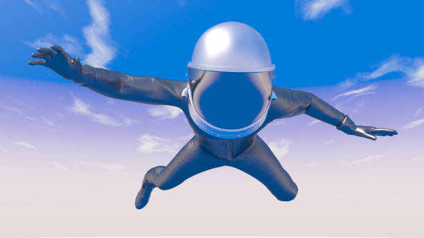istock Spaceman in free fall from the sky - 3D Render 1339415127