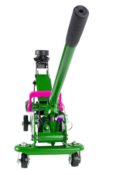 istock green hydraulic car jack isolated on white background, rised up 1339418725