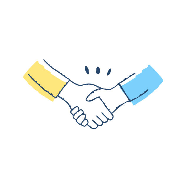 handshake, illustration der geschäftsszene - coalition occupation business sales occupation stock-grafiken, -clipart, -cartoons und -symbole