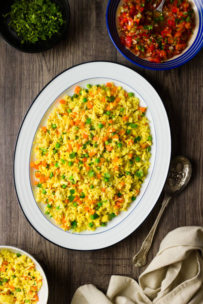 istock Healthy vegan fried rice with tomato salsa 1339420364