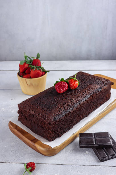 istock Brownies kukus or steamed cake garnish with strawberry. 1339423675