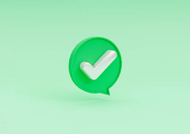 istock Isolated of correct icon inside bubble message on green background of check mark by 3d rendering. 1339425417