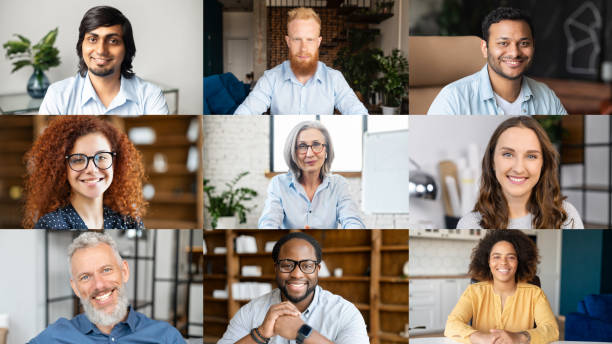 istock Crowded video screen, briefing, brainstorm, virtual meeting of multiracial work team 1339427259