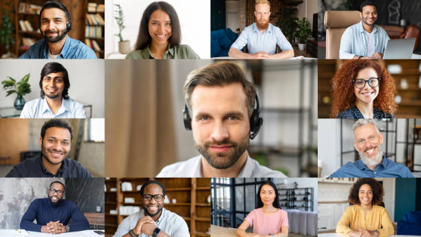 istock Morning meeting online. Shared screen with multiracial colleagues 1339427284