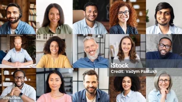 Morning Meeting Online Shared Screen With Multiracial Colleagues Stock Photo - Download Image Now