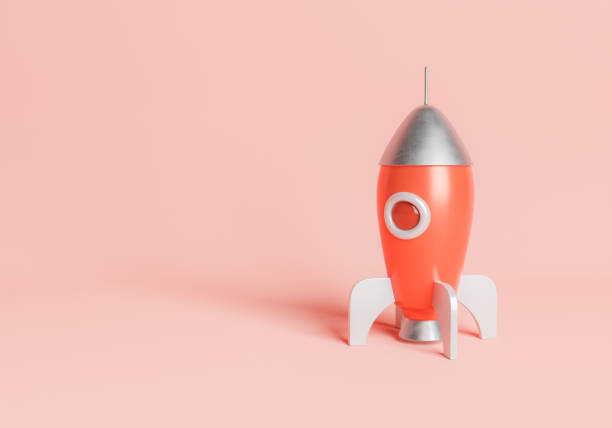 toy rocket with copy space - toy spaceship inspiration ideas imagens e fotografias de stock