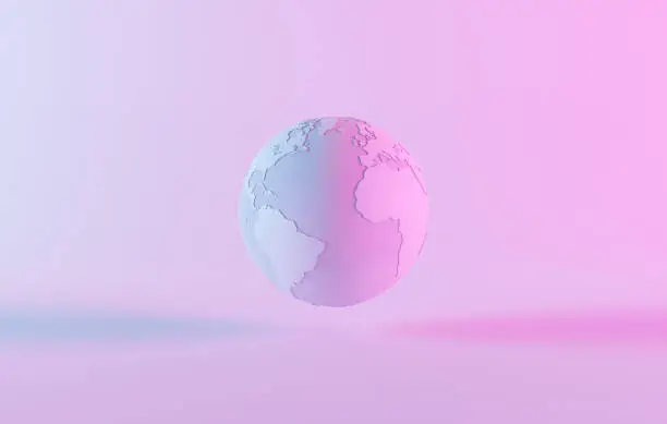 Photo of minimal planet earth with neon light