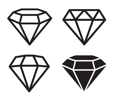 Diamond Icons set. Diamonds collection. Flat and line style icon. - stock vector.
