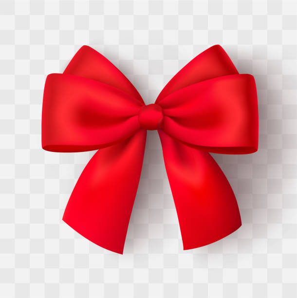 Realistic red bow. Christmas shiny red satin ribbon. New year gift. Decorative red satin ribbon and bow with shadow on transparent background - stock vector. Realistic red bow. Christmas shiny red satin ribbon. New year gift. Decorative red satin ribbon and bow with shadow on transparent background - stock vector. christmas clipart stock illustrations