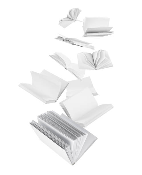 istock Many hardcover books flying on white background 1339433961