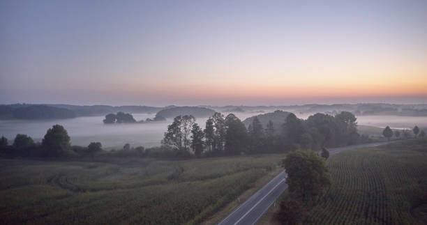 istock Landscape with fog seen from above 1339437333