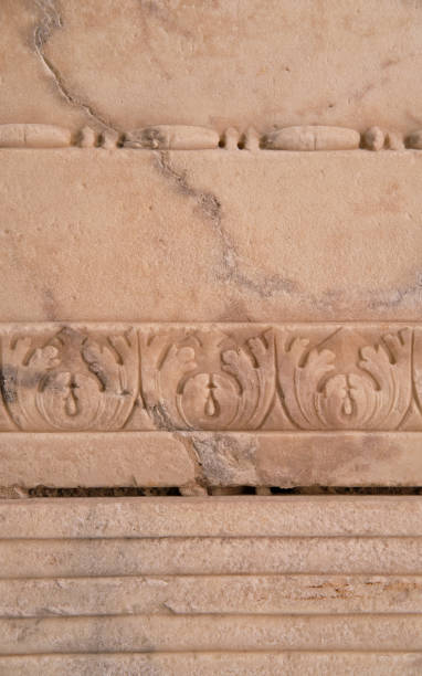 istock Detail of limestone frame decorated with palms 1339438405