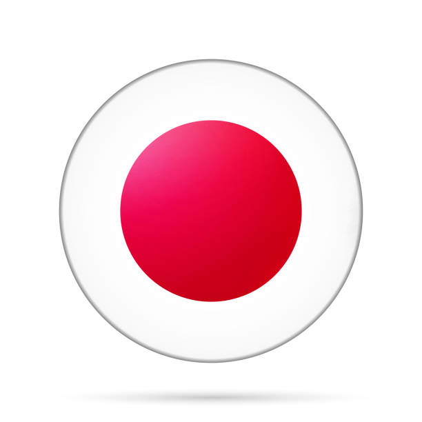 Glass light ball with flag of Japan. Round sphere, template icon. Japanese national symbol. Glossy realistic ball, 3D abstract vector illustration highlighted on a white background. Big bubble Glass light ball with flag of Japan. Round sphere, template icon. Japanese national symbol. Glossy realistic ball, 3D abstract vector illustration highlighted on a white background. Big bubble. glossy button flag of japan stock illustrations