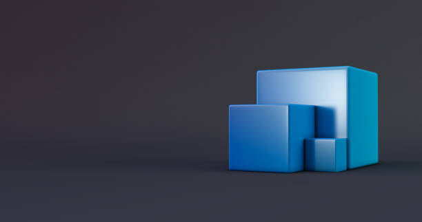 istock Abstract 3d render, modern geometric background design, 3d blue cube isolated on black background. 1339441888