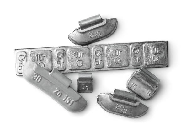 Top view of wheel balancing weight isolated on white