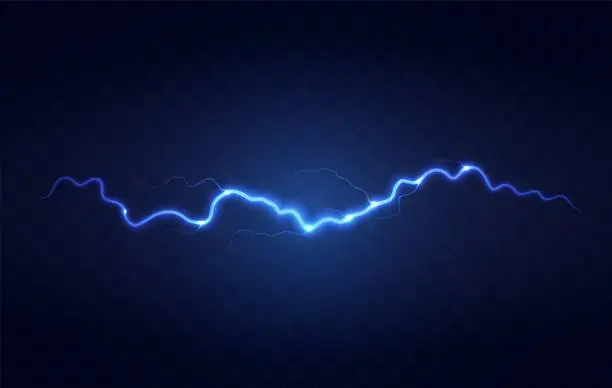 Vector illustration of Lightning flash effect. Realistic electric lightning,