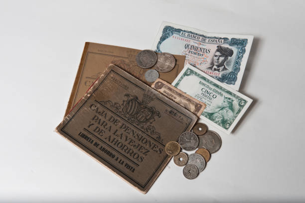 istock Old Spanish coins and banknotes peseta 1339443121