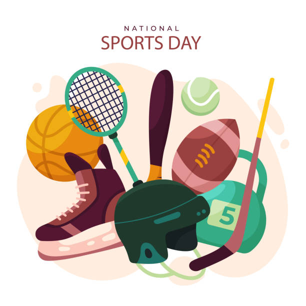illustrations, cliparts, dessins animés et icônes de illustration de la journée nationale du sport illustration vectorielle - red flag flag sports flag sports and fitness