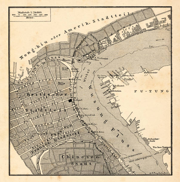 istock Antique map of Shanghai China 1898 1339445462