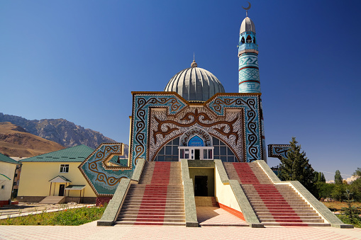 exterior view to Naryn Central Mosque in Kyrgyzstan