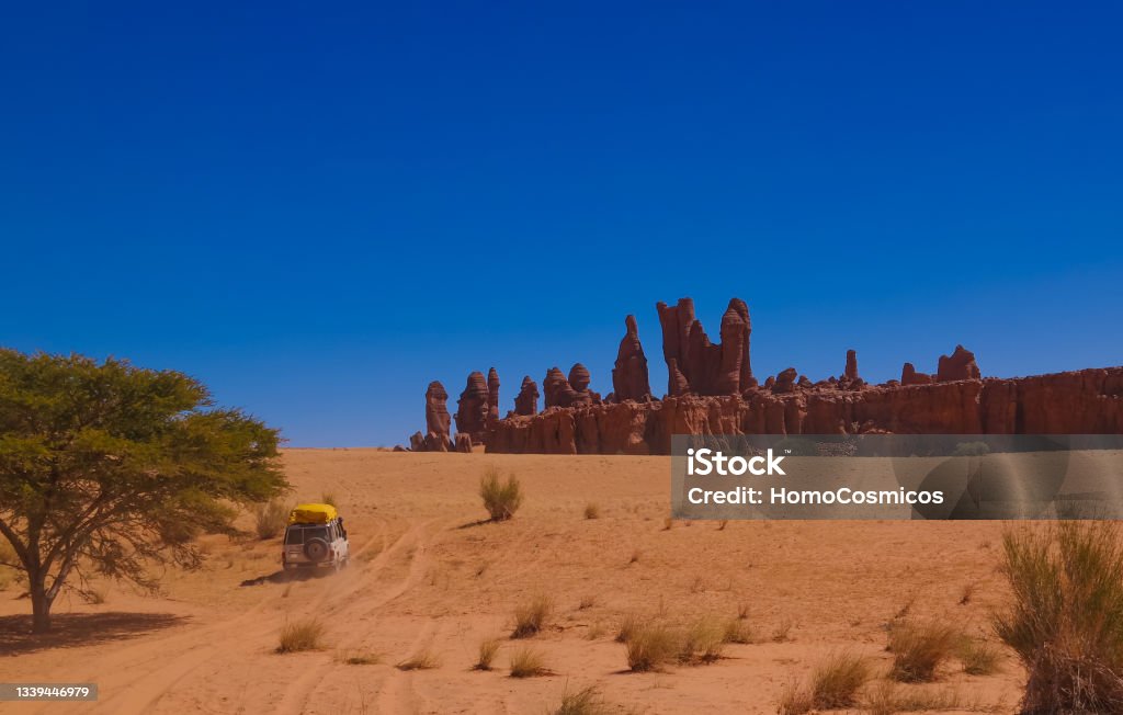 Abstract Rock formation at plateau Ennedi aka stone forest in Chad Abstract Rock formation at plateau Ennedi aka stone forest , Chad Chad - Central Africa Stock Photo