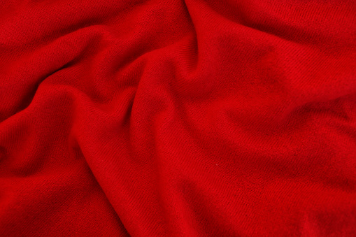 Close up of a noble red brocade curtain