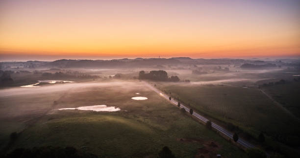 istock Landscape with fog seen from above 1339450425